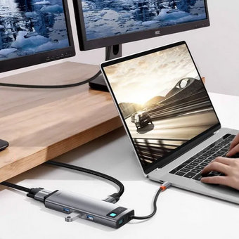 USB Hub Baseus Metal Gleam (CAHUB-CU0G) 9-in-1 Multifunctional Type-C HUB Docking Station Space Gray 