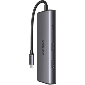  Конвертер UGREEN CM498 15531 USB-C To HDMI+2*USB 3.2 A+ USB-C 3.2+SD/TF+PD Converter Gray 