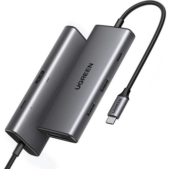  Конвертер UGREEN CM498 15531 USB-C To HDMI+2*USB 3.2 A+ USB-C 3.2+SD/TF+PD Converter Gray 