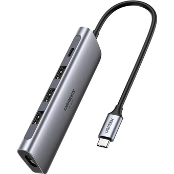  USB Hub UGREEN CM136 70495 USB-C to 3xUSB3.0+HDMI+USB-C Multifunction Adapter space gray 