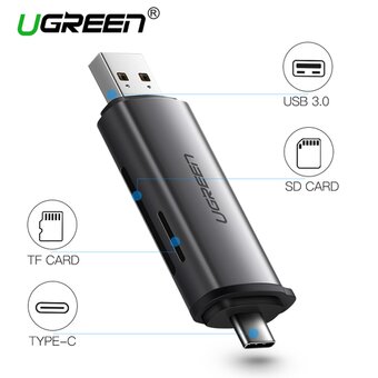  Картридер UGREEN CM185 50706 USB-C/USB-A Card Reader Grey 