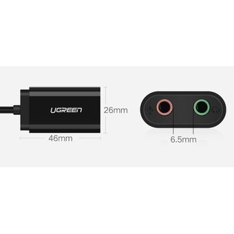  Адаптер UGREEN US205 30724 USB 2.0 External Sound Adapter 15cm Black 