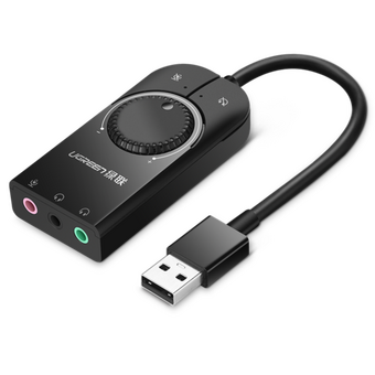  Звуковая карта Ugreen CM129 (40964) USB External Stereo Sound Adapter 15cm black 