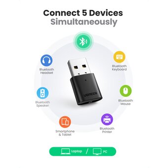  Адаптер UGREEN CM390 80889 USB Bluetooth 5.0 Adapter Black 