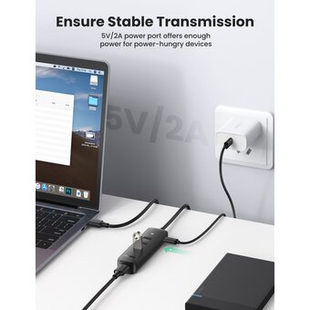  USB Hub UGREEN CM416 10915 USB3.0 to 4*USB 3.0 Hub With USB-C power port 0.25m black 