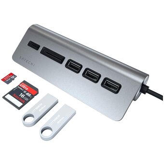  USB-концентратор Satechi ST-TCHCRM Type-C Aluminum USB Hub Micro/SD Card Reader with Black Cable Space Gray 