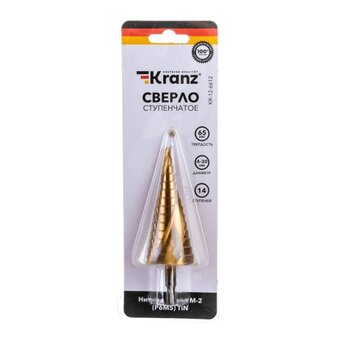  Сверло по металлу ступенчатое KRANZ Р6М5 TiN (KR-12-6612) 4,0-30,0 мм 