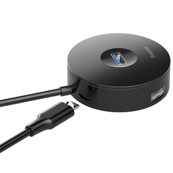  USB Hub Baseus (CAHUB-F01) Round box HUB adapter (USB3.0 to USB3.0*1+USB2.0*3) 10cm Black 
