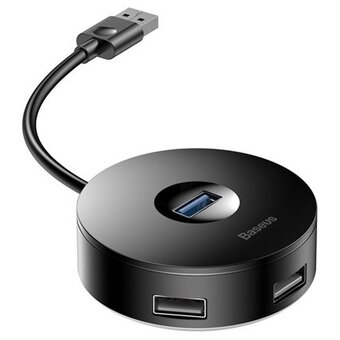  USB Hub Baseus (CAHUB-F01) Round box HUB adapter (USB3.0 to USB3.0*1+USB2.0*3) 10cm Black 