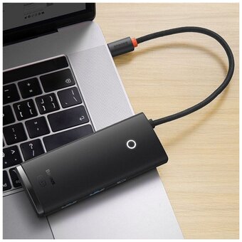  USB Hub Baseus Lite (WKQX050001) 6-Port Type-C HUB Docking Station (Type-C to HDMI+USB3.0*2+Type-C Data+SD/TF) Black 