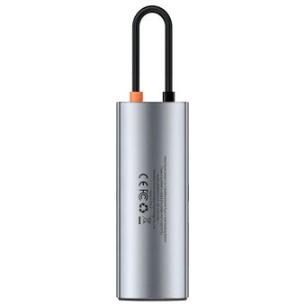  USB Hub Baseus Metal Gleam (WKWG020113) 7-in-1 Multifunctional Type-C HUB Docking Station Gray (Type-C to HDMI*1+USB3.0*2+USB-C*1+PD*1+SD/TF*1) 