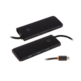  USB Hub Baseus Lite (WKQX040001) 5-Port Type-C HUB Docking Station (Type-C to HDMI+USB3.0*3+PD) Black 