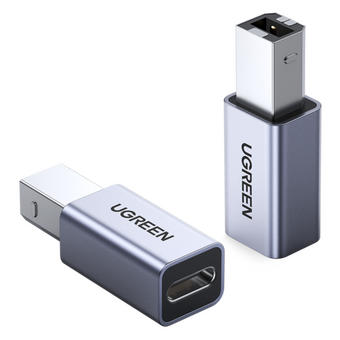  Адаптер UGREEN US382 20120 USB2.0 USB-C/F to USB2.0 B/M Adapter Aluminum Case 