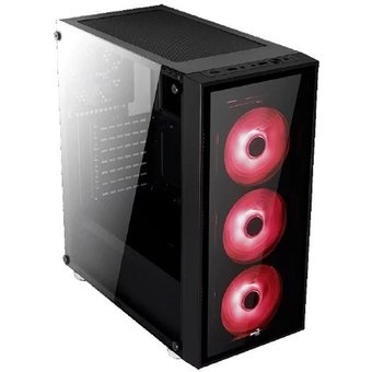  Корпус Aerocool Quartz Red, ATX, без БП, закаленное стекло спереди и сбоку, 3x 12см LED (красный), 1х 12см (черный) в комплекте, 1xUSB 3.0, 2xUSB 2.0 