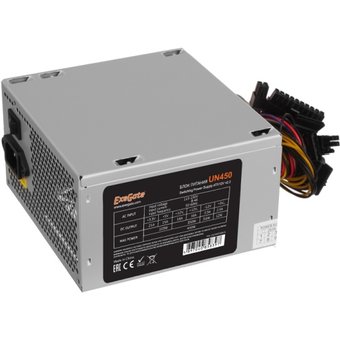  Блок питания ExeGate EX244554RUS-PC 450W UN450, ATX, PC, 12cm fan, 24p+4p, 6/8p PCI-E, 3xSATA, 2xIDE, FDD + кабель 220V 