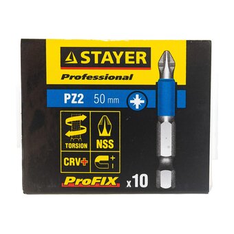 Бита STAYER Professional 26223-2-50-10_z01 ProFix E 1/4'' № 2 L-50мм 10шт 