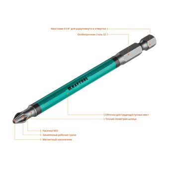  Биты KRAFTOOL Optimum Line 26122-2-100-10 100 мм 