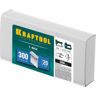  Гвозди KRAFTOOL 31785-20 для нейлера 20 мм, тип 300, 5000 шт 