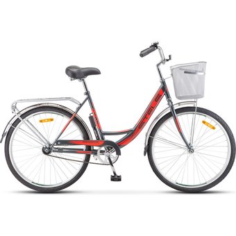 Велосипед Stels Navigator 26" 245 Z010 Серый/Красный (с корзиной) (LU093460) 19" 