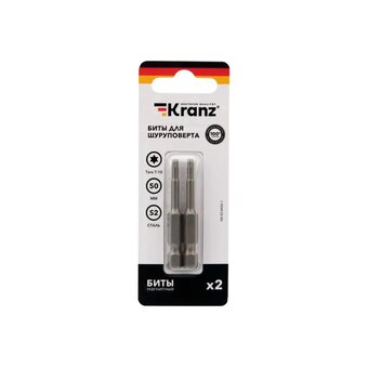  Бита Kranz KR-92-0425-1 для шуруповерта Torx T10х50мм (2шт/уп) 