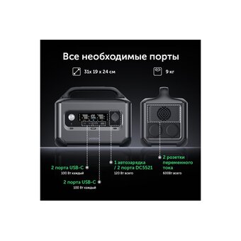  Электростанция портативная Ugreen GS600 (15050) deep gray 