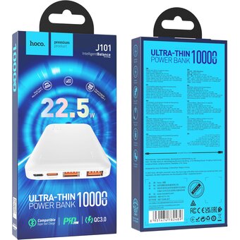  Аккумулятор внешний резервный HOCO J101 Astute 22.5W fully compatible 10000 mAh (белый) 