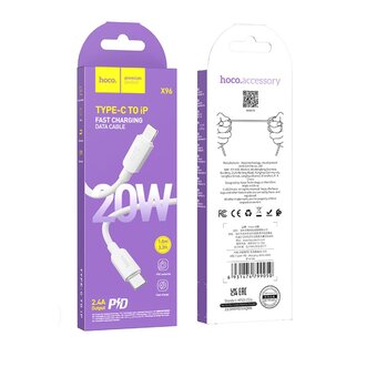  Дата-кабель HOCO X96 Hyper PD charging data cable Lightning (белый) 