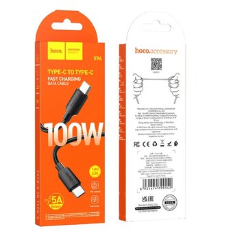  Дата-кабель HOCO X96 Hyper 100W fast charging data cable, Type-C + Type-C (черный) 