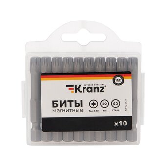  Бита Kranz KR-92-0431-1 для шуруповерта Torx T40х50мм (2шт/уп) 
