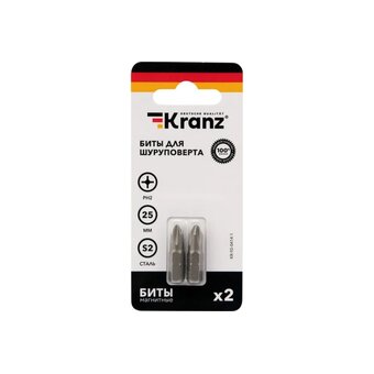  Бита Kranz KR-92-0414-1 для шуруповерта PH2х25мм (2шт/уп) 
