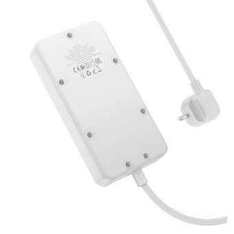  Переходник сетевой Hoco AC8A Storm 3-position socket (PD30W/1C3A) (EU) (белый) 