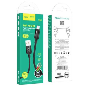  Дата-кабель HOCO X89 Wind charging data cable Micro(чёрный) 