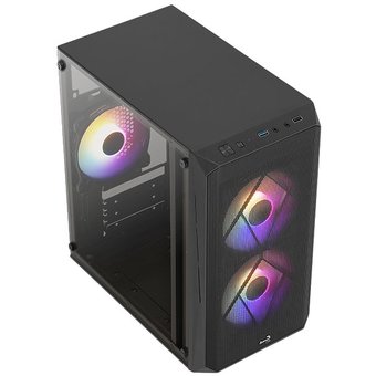  Корпус Aerocool Cs-107-A-BK-v2 (mATX, без БП, Window, USB3.0 x1, USB2.0 x1, 12cm FRGB fans x3) 