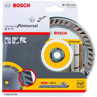  Диск алмазный по бет. Bosch Stf Universal (2608615059) d125мм d(посад.)22.23мм (угловые шлифмашины) 