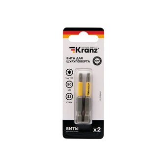  Бита Kranz KR-92-0426-1 для шуруповерта Torx T15х50мм (2шт/уп) 