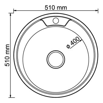  Мойка Mixline 528184 круг d 51 0,6 вып 3 1/2 глуб чаши 17см с сифоном 