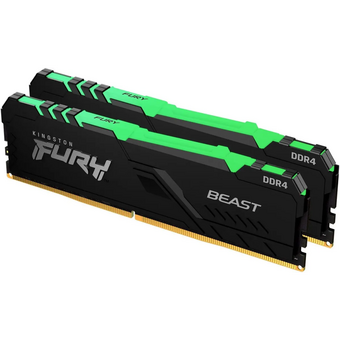  ОЗУ Kingston Fury Beast Black RGB PnP KF426C16BB12AK2/32 32GB DDR4 2666MHz DIMM kit 2x16Gb, CL16, 1.2V 288-pin Non-ECC 