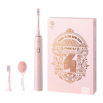  Электрическая зубная щетка в Xiaomi (Mi) Soocas X3U Sonic Electric Toothbrush Misty Pink (X3UGP Pink) (Футляр + 3 насадки) GLOB 