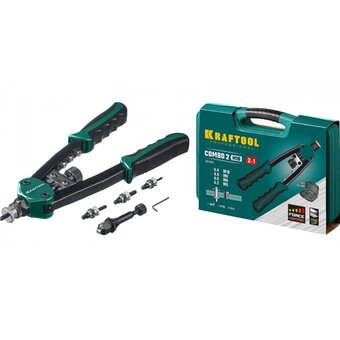  Заклепочник KRAFTOOL Combo2-M10 (31181) комбинированный компактный двуручный в кейсе 