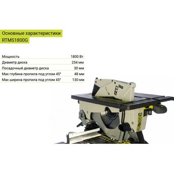  Комбинированная торцовочная пила Ryobi RTMS1800G (5133002152) 