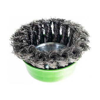 Щетка для УШМ Сибртех 746247 75мм М14, чашка, крученая металлическая проволока 0,5мм   Щетка для УШМ Сибртех 746247 75мм М14, чашка, крученая металлическая проволока 0,5мм