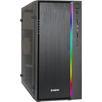  Корпус ExeGate mEVO-9301 Black-RGB (EX283749RUS), ATX, 500NPX, с окном, 2xUSB+1xUSB3.0, HD Audio 