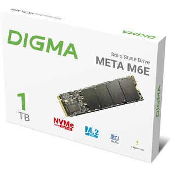  SSD Digma Meta M6E DGSM4001TM6ET PCIe 4.0 x4 1TB M.2 2280 