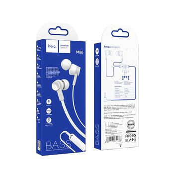  Наушники HOCO M86 Oceanic universal earphones with mic, white 