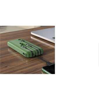  Аккумулятор внешний резервный HOCO DB07А с встроенными кабелями Lightning, USB Type-C, microUSB, USB 20000mAh (зелёный) 
