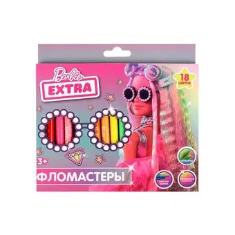 Фломастеры УМКА Барби экстра 4680107966520 круглые 18 цветов карт коробка 96 