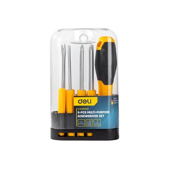  Отвертка многофункциональная Deli DL636009 8-в-1 1шт ручка, 3 биты PH0, PH1, PH2, 3 насадки с прорезями: 3 мм, 5 мм, 6 мм, 2 спец. биты 