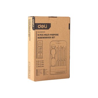  Отвертка многофункциональная Deli DL636009 8-в-1 1шт ручка, 3 биты PH0, PH1, PH2, 3 насадки с прорезями: 3 мм, 5 мм, 6 мм, 2 спец. биты 