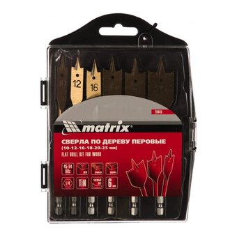  Набор сверл по дереву MATRIX 70445 перовых, 10-12-16-18-20-25 мм 6 шт 