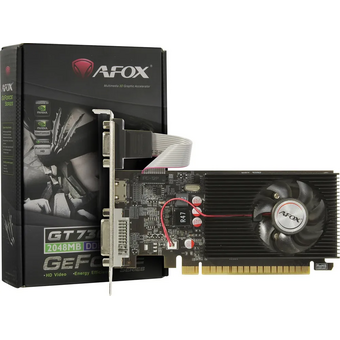  Видеокарта AFOX Nvidia GeForce GT 730 (AF730-2048D3L5), 2Gb DDR3, 128 бит, PCI-E, VGA, DVI, HDMI, Retail 